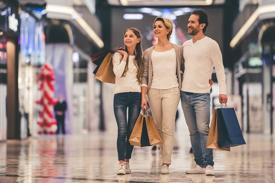 Family at shopping mall